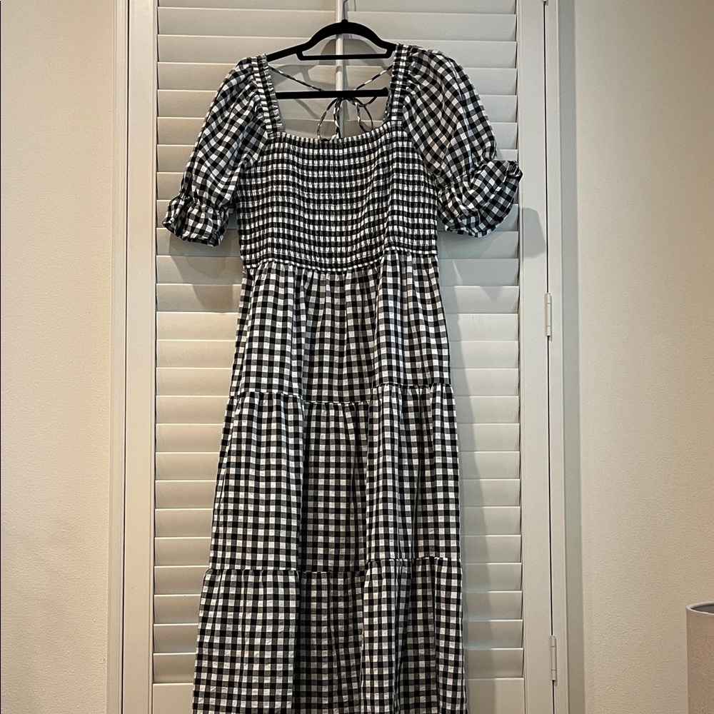 Amazon Black and White Check Midi Dress